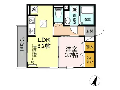 メヌエット(1LDK/1階)の間取り写真
