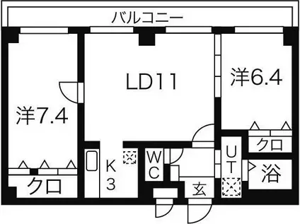 フロムコート(2LDK/5階)の間取り写真