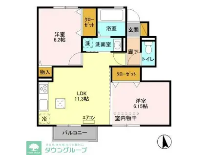 ヴェルドミール V(2LDK/1階)の間取り写真