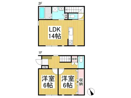竹花様メゾネット(2LDK/1階)の間取り写真