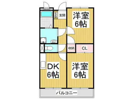 リンピアF&RII(2DK/1階)の間取り写真