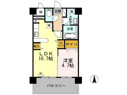 カンフォーラ松原(1LDK/8階)の間取り写真