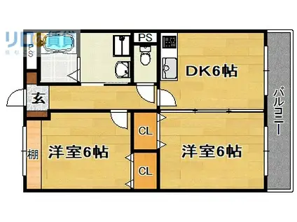 第12高光マンション(2DK/9階)の間取り写真