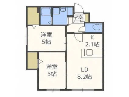 カサ・デル・フィオーレ(2LDK/4階)の間取り写真