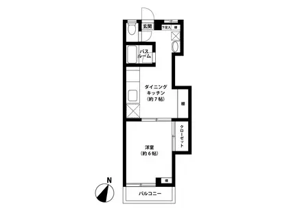 クレスト東六郷(1DK/3階)の間取り写真