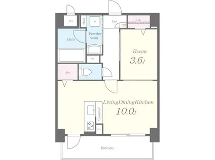 ペリドット長居公園(1LDK/4階)の間取り写真