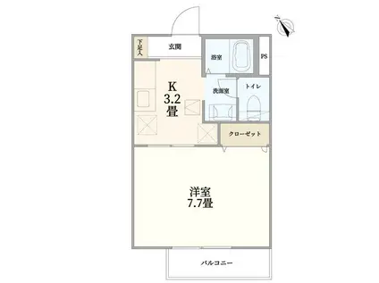 TRUSTIA弐番館(1K/1階)の間取り写真