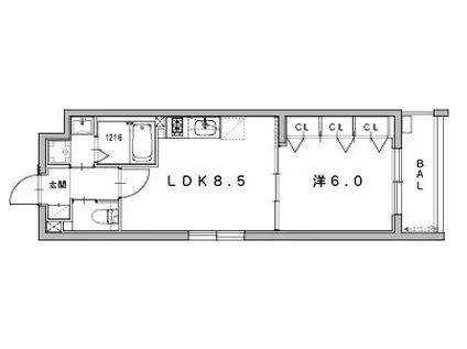 ベンリッジ(1LDK/2階)の間取り写真