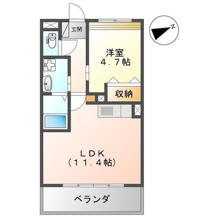 LA VIE EN ROSE HILL(1LDK/2階)の間取り写真