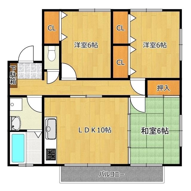 森ハイツ(3LDK/2階)の間取り写真
