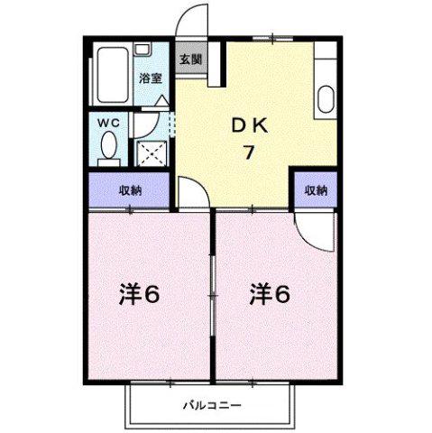 シティハイツさとうB(2DK/2階)の間取り写真