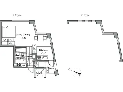 レジディアタワー乃木坂(ワンルーム/19階)の間取り写真