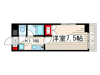 スプリングライト(1K/1階)の間取り写真