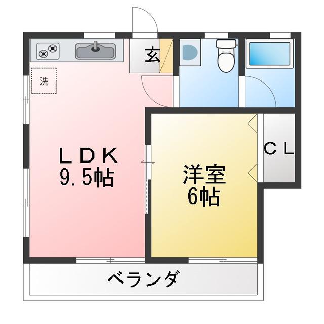 クレール加納B(1LDK/1階)の間取り写真
