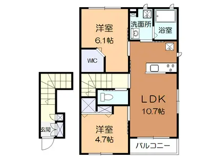 シャルマン(2LDK/2階)の間取り写真