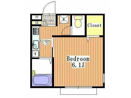 ラフィネ草加(1K/2階)の間取り写真