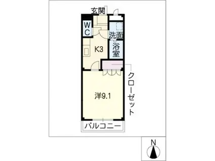 グランディールSD(1K/1階)の間取り写真