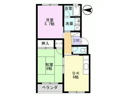 サンビレッジ中津川II(2DK/2階)の間取り写真