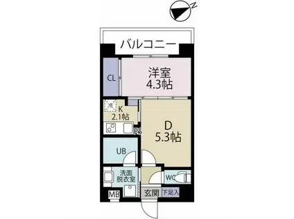 CUBE TERRACE(1DK/2階)の間取り写真