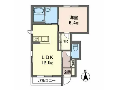 ミューローズ長橋II B(1LDK/1階)の間取り写真