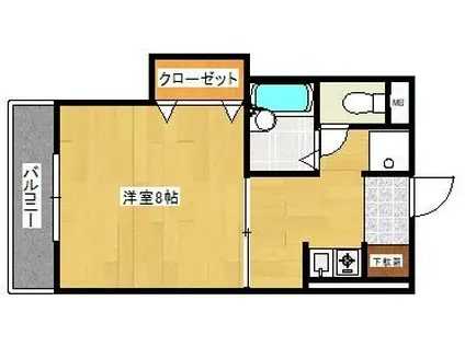 サンシャイン田代Ⅱ(1K/4階)の間取り写真