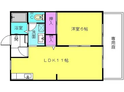 パークハイム東加古川 A棟(1LDK/1階)の間取り写真