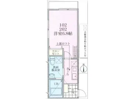 ROUTE善行III(1K/2階)の間取り写真