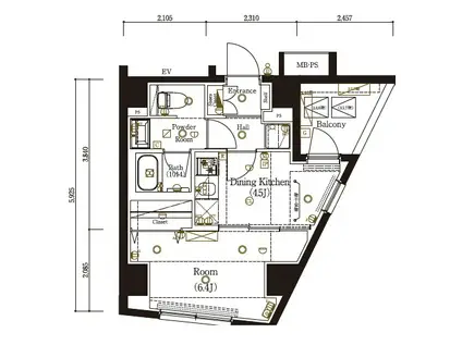マーロ弘明寺(1DK/3階)の間取り写真