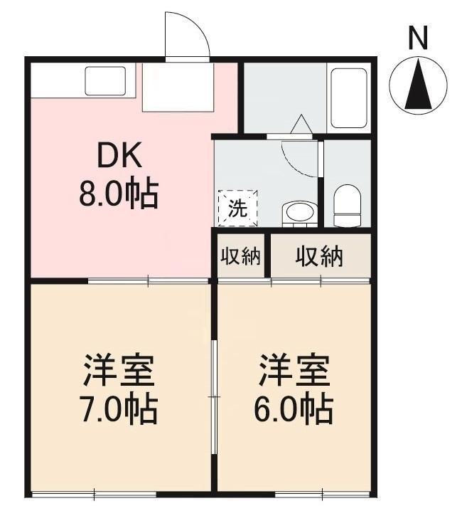 屋島西町レジデンス(2DK/1階)の間取り写真