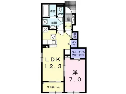 テルミアースメゾン(1LDK/1階)の間取り写真