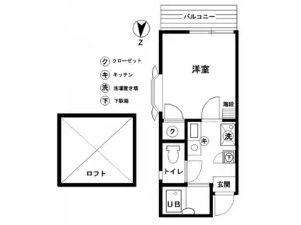 パレス片倉町(1K/2階)の間取り写真
