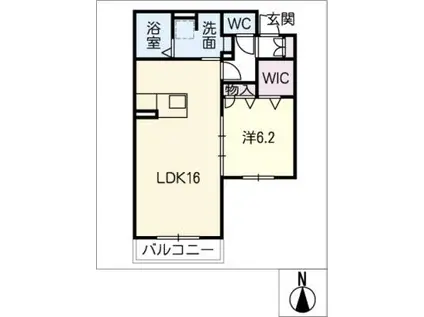 エクオール(1LDK/2階)の間取り写真