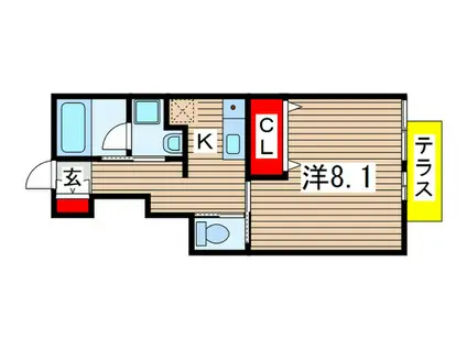 スージーハウスII(1K/1階)の間取り写真