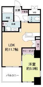 レジディア博多駅南(1LDK/5階)の間取り写真