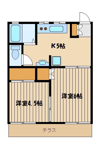 星野ハイツ(2K/1階)の間取り写真