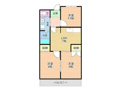 片野レジデンシャルビル(3DK/7階)の間取り写真