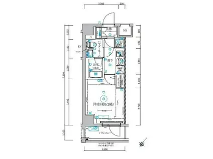 アルテシモ フルッソ(1K/8階)の間取り写真