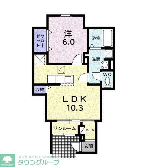 ルミエール ワイズ(1LDK/1階)の間取り写真