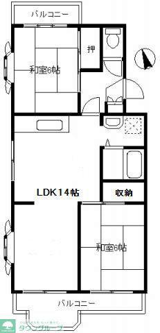 キングレジデンス浜竹(2LDK/3階)の間取り写真