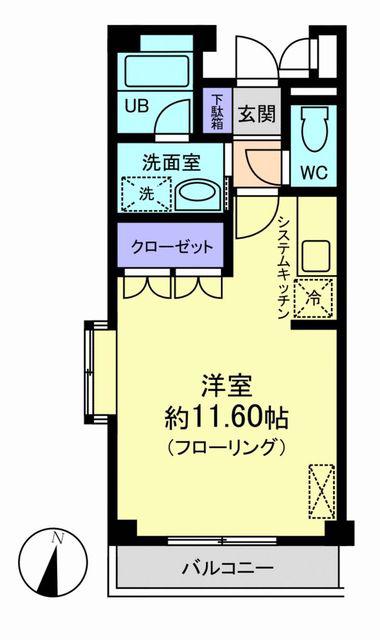 モンテルージュ(ワンルーム/2階)の間取り写真