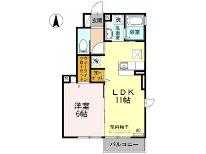 オプティマムハウス(1LDK/1階)の間取り写真