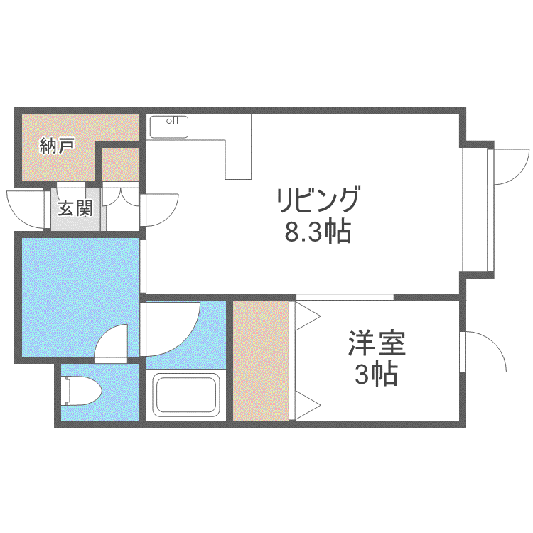 ポート24(1DK/2階)の間取り写真