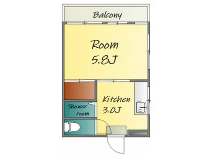 やまもとビル(1K/3階)の間取り写真