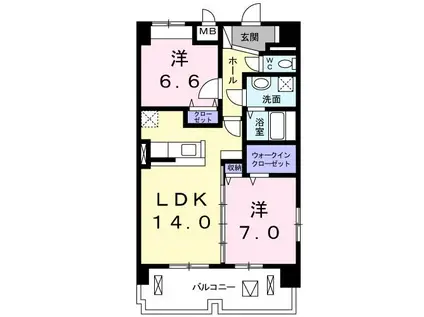 イースト アヴェニュー(2LDK/5階)の間取り写真