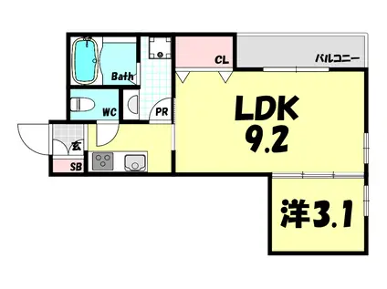 LUMINO FORESTA(1LDK/1階)の間取り写真