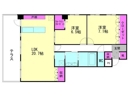 ライフステージPLATINUM(2LDK/1階)の間取り写真