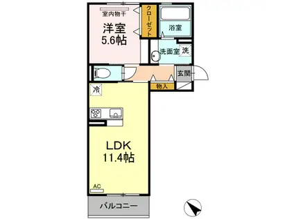 エスポワールヴィラ A203(1LDK/2階)の間取り写真