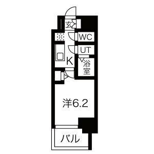 ファステート難波ラグジュ(1K/15階)の間取り写真