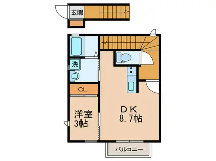 きなはうす(1DK/2階)の間取り写真
