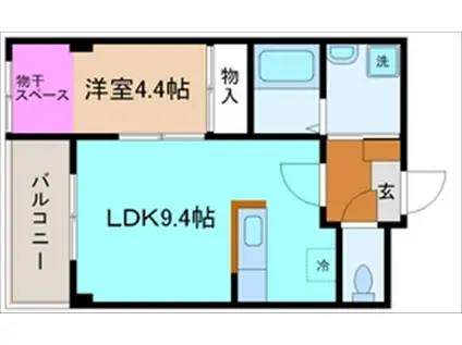 クルエボヌール金沢(1LDK/2階)の間取り写真